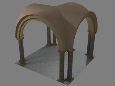 Norman Arch and pillars Low-poly 3D model