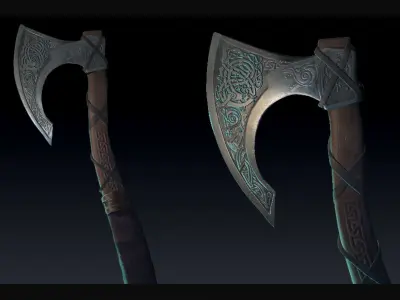 Skeggox Viking Bearded Battle Axe Low-poly 3D model