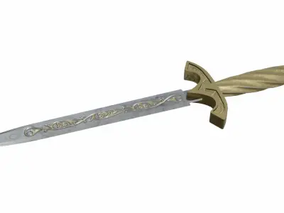 The old golden dagger Low-poly 3D model