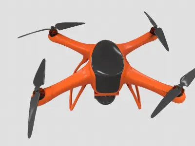 Dron animated Low-poly 3D model