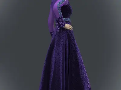 the blue velvet gown with sequance febric Texture