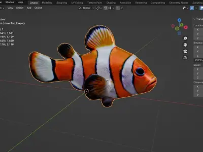 Low-Poly Clownfish Delight - Realistic 3D Model Low-poly 3D model
