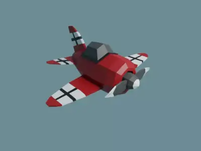 Lowpoly Airplane flying in sky Low-poly 3D model