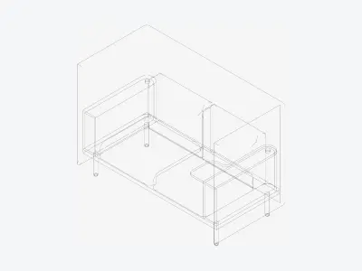 Sofa - Contemporary - Flame - Armrest Shelf - Left Work Shelf Low-poly 3D model