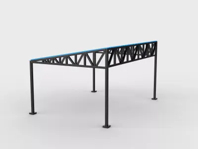 steel frame carport 03 3D model