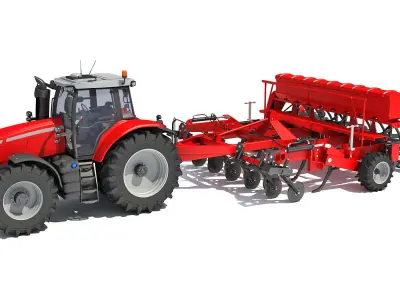 Tractor with Seed Drill 3D model order