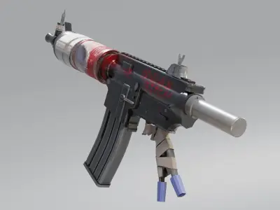 Apocalyptic M4 Rifle Low-poly 3D model