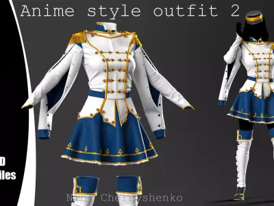 Anime style outfit 2 - Marvelous Designer and OBJ 3D model