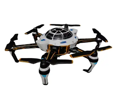 Futuristic Data Drone with Rotor Arms 3D model