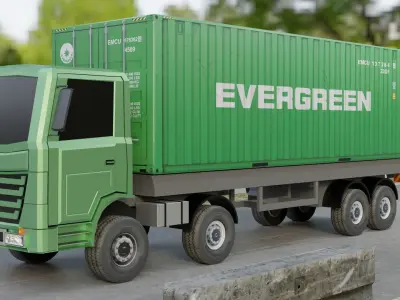 Lowpoly Truck Animated Low-poly 3D model