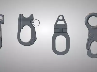 Buckles Snap Hooks Strap Adjusters Pack - 3D model 3D model