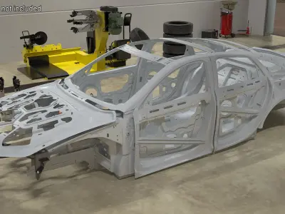 Car Frame Unibody Structure Rigged 3D model
