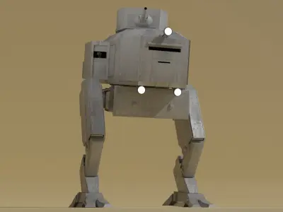 Panzer Mech Walker with RIG and LOWPOLY Default camo Low-poly 3D model