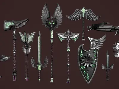 Dark rune weapon Low-poly 3D model
