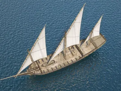 Xebec sailing ship 3D model