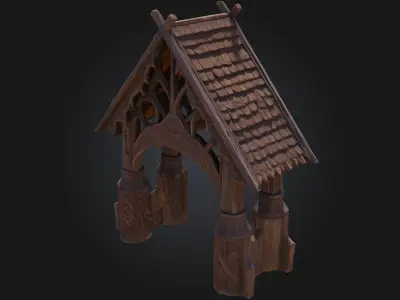 Nordic Carved Gatehouse  A Sentinel of Ancient Nordic  3D model