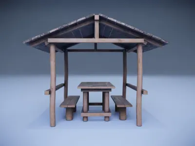 wooden gazebo Low-poly 3D model