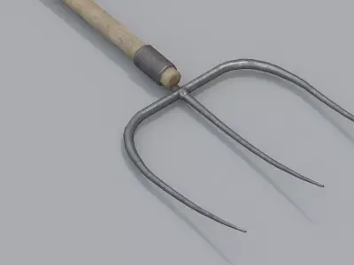 Wooden Pitchfork PBR  Low-poly 3D model