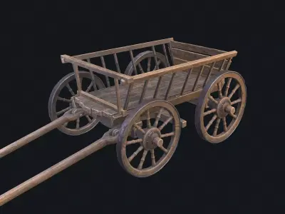 Medieval Cart 3 Low-poly 3D model