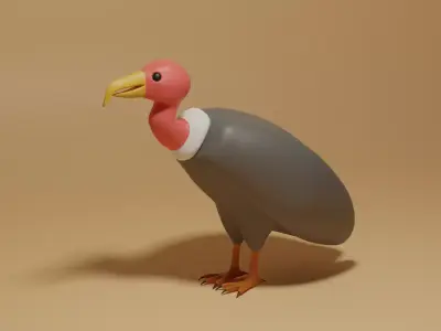 Cartoon Cute Brid Vulture Low-poly 3D model