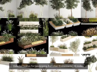 Collection bushes For Landscaping And Urban Environments 3D Model Pack