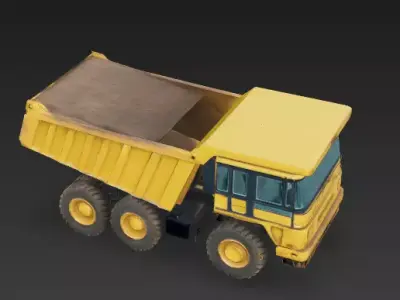 Heavy-Duty Yellow Construction Dump Truck 3D Model Low-poly 3D model