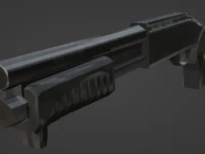 M870 Shotgun low poly retro  Low-poly 3D model