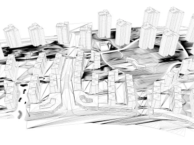 Urban highrise building building ancillary building commercial 3D model shop
