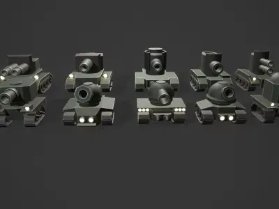 Stylized Cartoon Panzer Low-poly 3D model