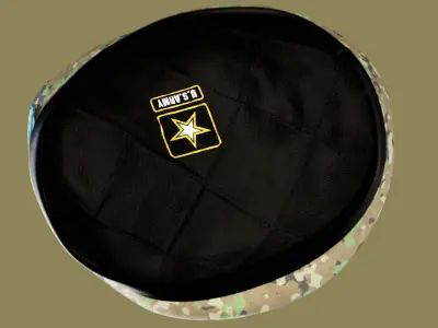 Military Beret Helmet Hat Camo green  Low-poly 3D model