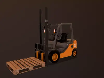Forklift truck with pallets 3D model