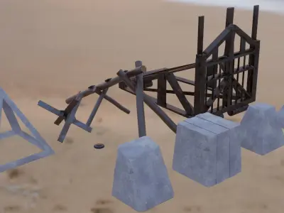 Antitank bundle Low-poly 3D model