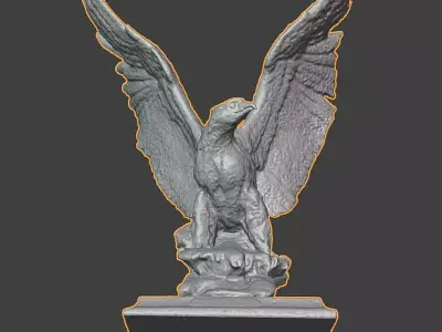 Bald Eagle statue High Poly no texture Low-poly 3D model