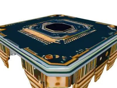 Futuristic Data Chip with Glowing Circuits 3D model