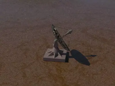 A Radar statue in middle of muddy area 3D model