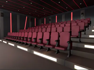 Modern Cinema Hall Low-poly 3D model