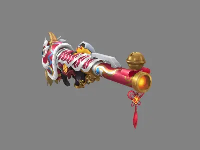  Cartoon lion dance Rocket Low-poly 3D model