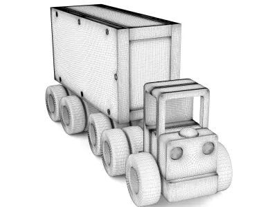 Wooden toy truck 19 3D model