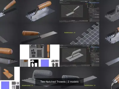 Two Notched Trowels 3D Model Pack