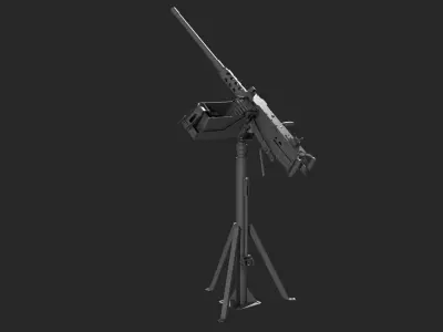 Browning m2 gun 3d model machine gun Low-poly 3D model