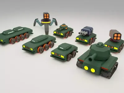 Full pack of low poly vehicles Low-poly 3D model