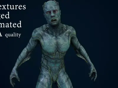 Fish people the deep ones Low-poly 3D model