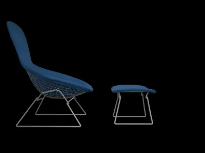 Bertoia bird chair and ottoman 3D model