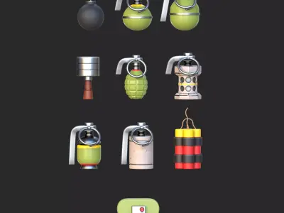 Stylized Grenade Pack Low-poly 3D model