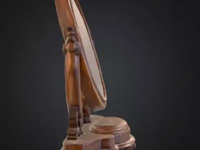 Classic Wooden Mirror Low-poly 3D model