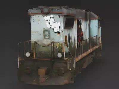 Realistic Abandoned Diesel Locomotive 3D Model Low-poly 3D model purchase