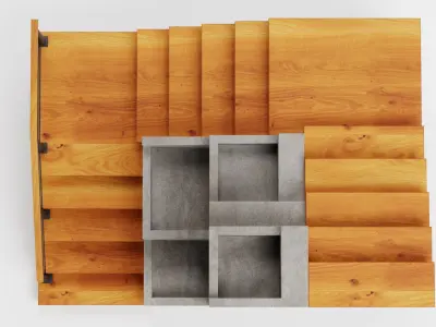 Staircase Corner with Pots 3D model