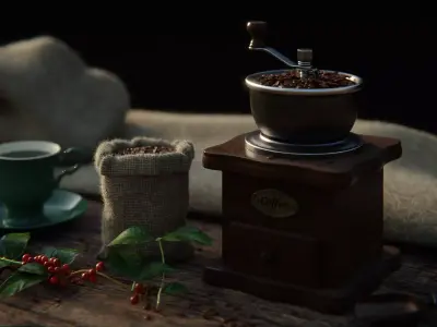 Old Coffee Grinder 3d Scene 3D model