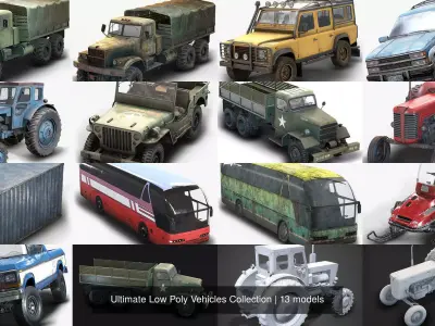 Ultimate Low Poly Vehicles Collection 3D Model Pack
