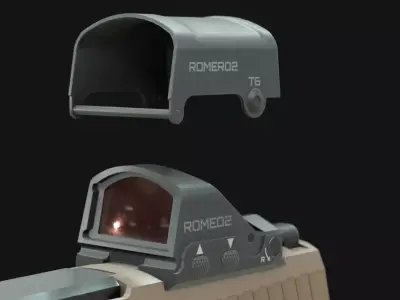 SIG Romeo2 Red Dot Optic Sight Attachment - Game Asset Low-poly 3D model